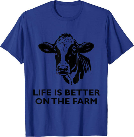 Retro Vintage Cow Life is Better On The Farm Farmer Men T-Shirt - T-Shirt | Royal