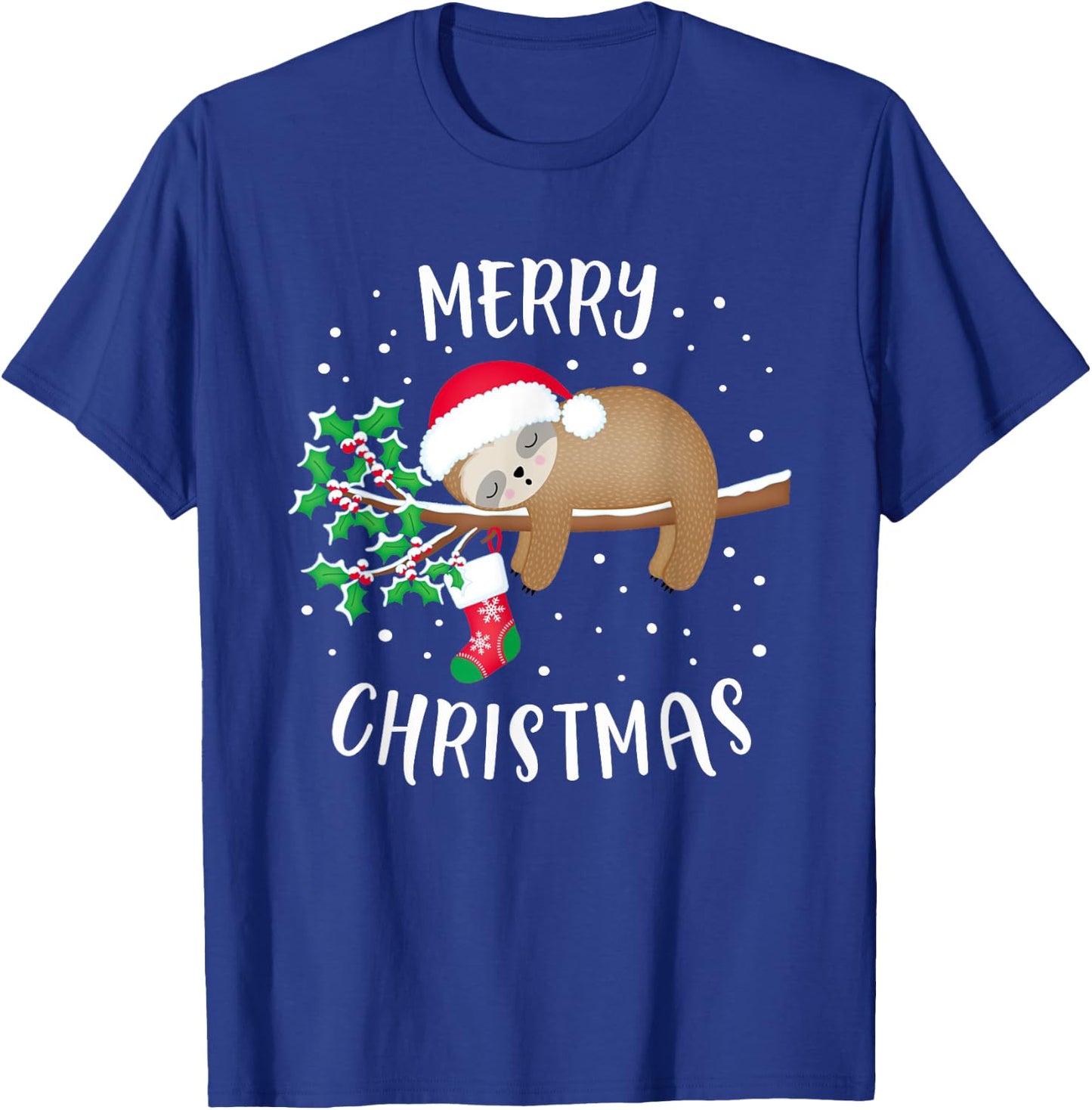 Merry Christmas Cute Sloth Xmas Outfit Matching Family T-Shirt - T-Shirt | Royal