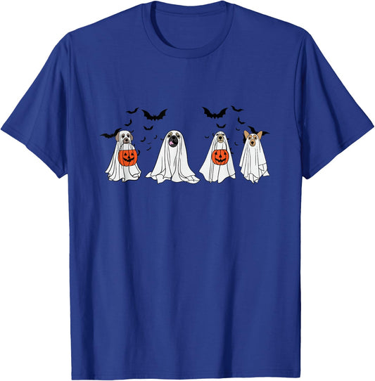 Cute Ghost Dog Halloween Men Women T-Shirt - T-Shirt | Royal