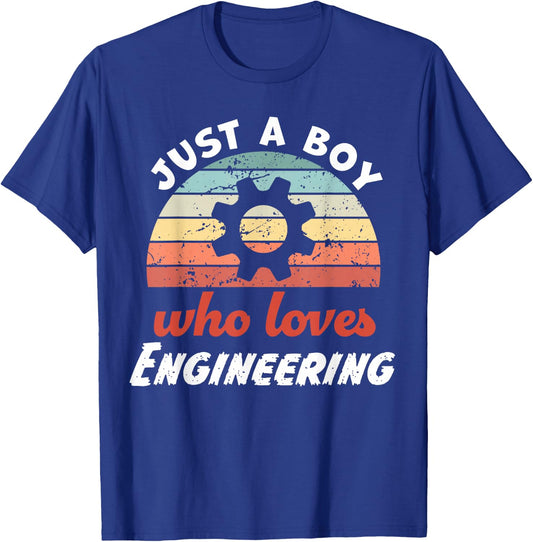 Just A Boy Who Loves Engineering Kids Engineering Boys T-Shirt - T-Shirt | Royal