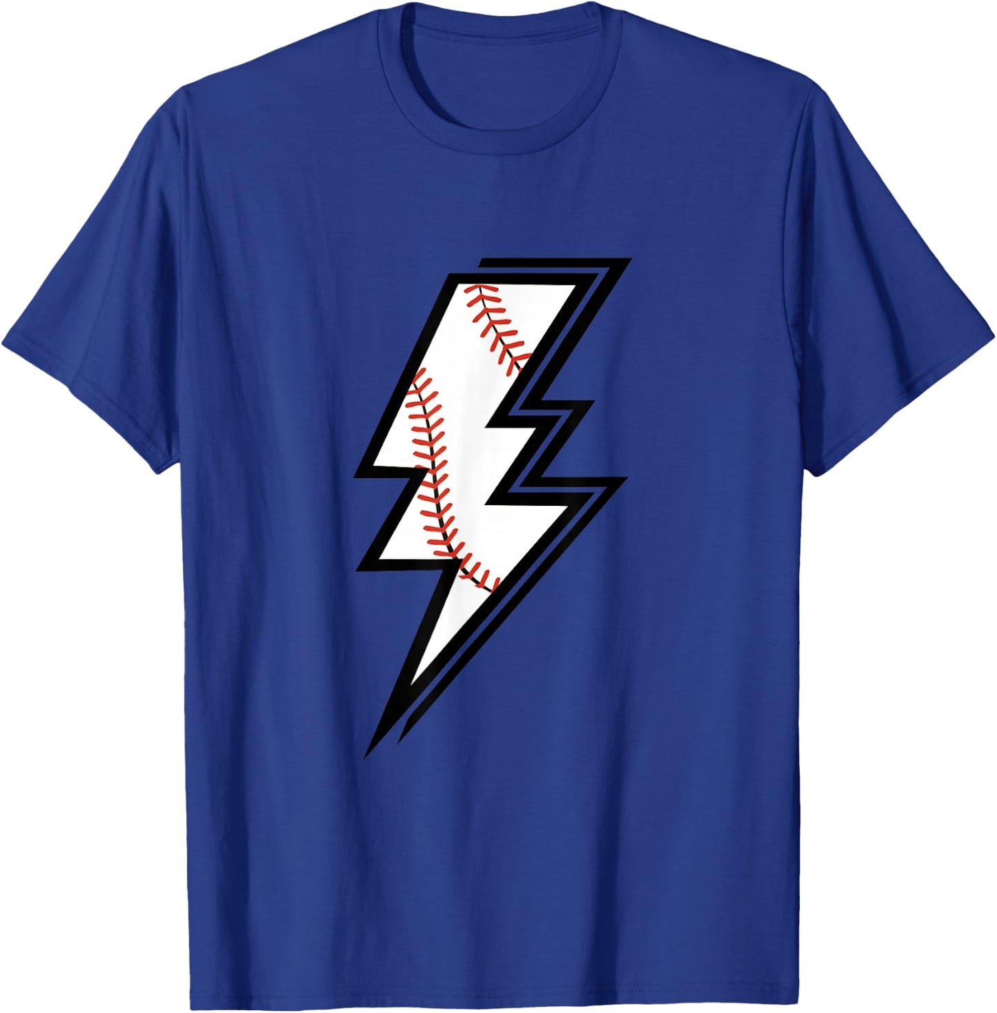 Baseball Lightning Bolt Baseball Mom Dad Game Day T-Shirt - T-Shirt | Royal