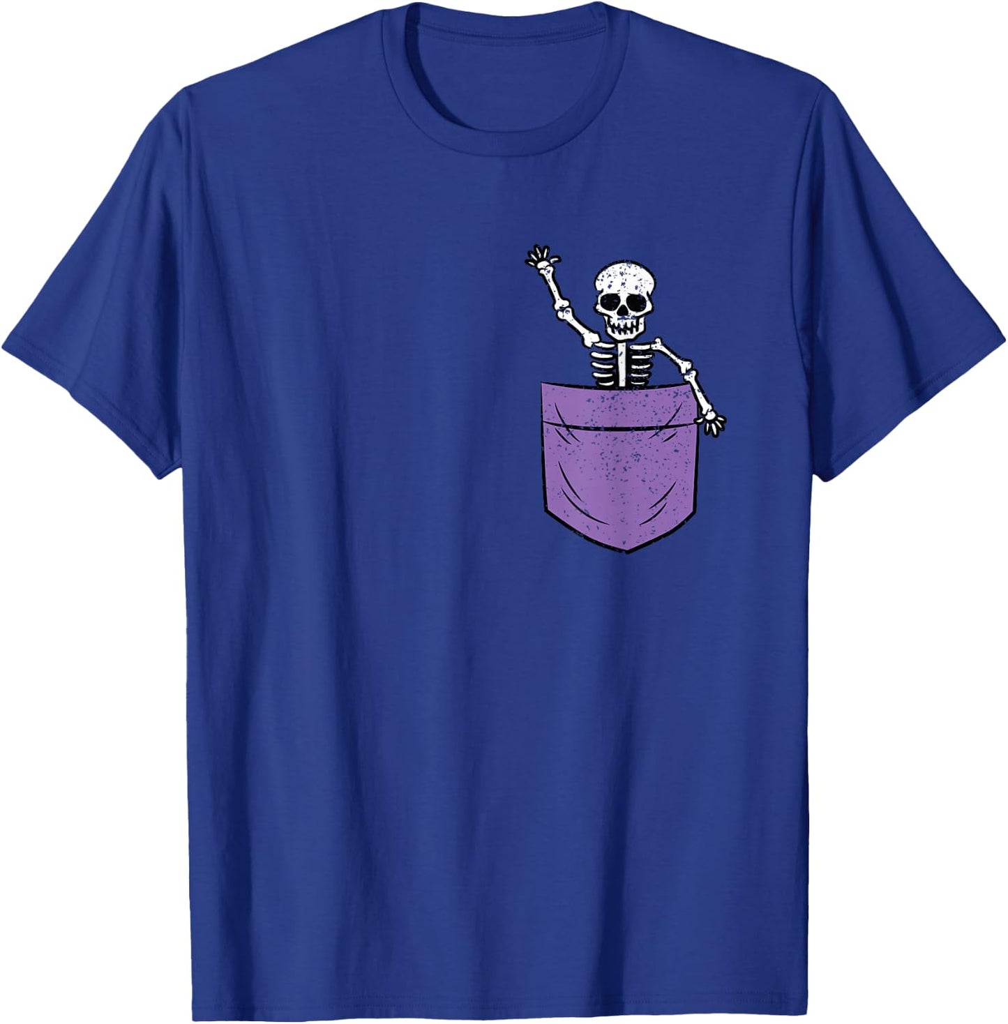 Skeleton Pocket Halloween Costume Funny Skull Character T-Shirt - T-Shirt | Royal