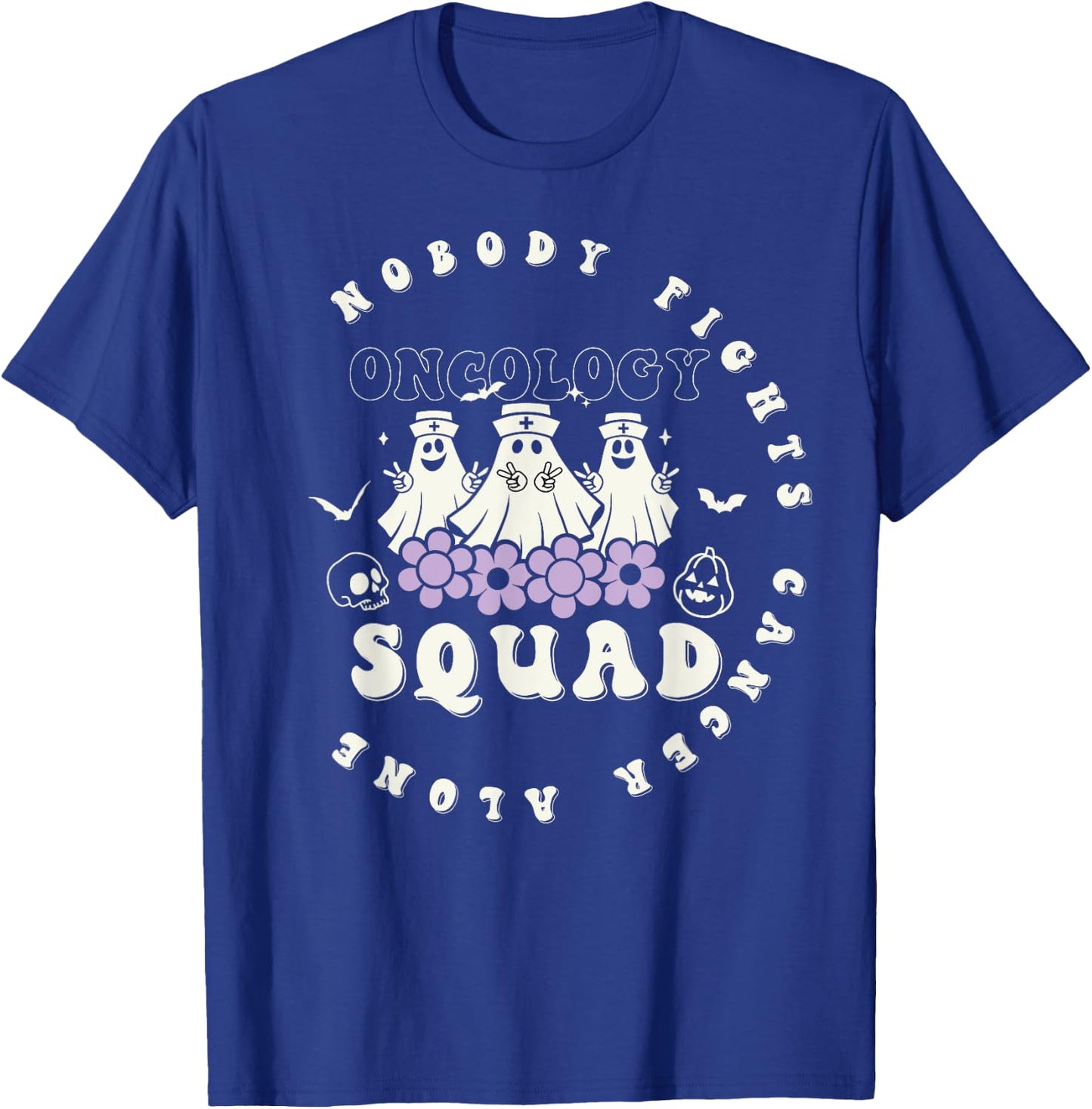 Halloween Oncology Nurse Squad Retro Pediatric Oncology T-Shirt - T-Shirt | Royal