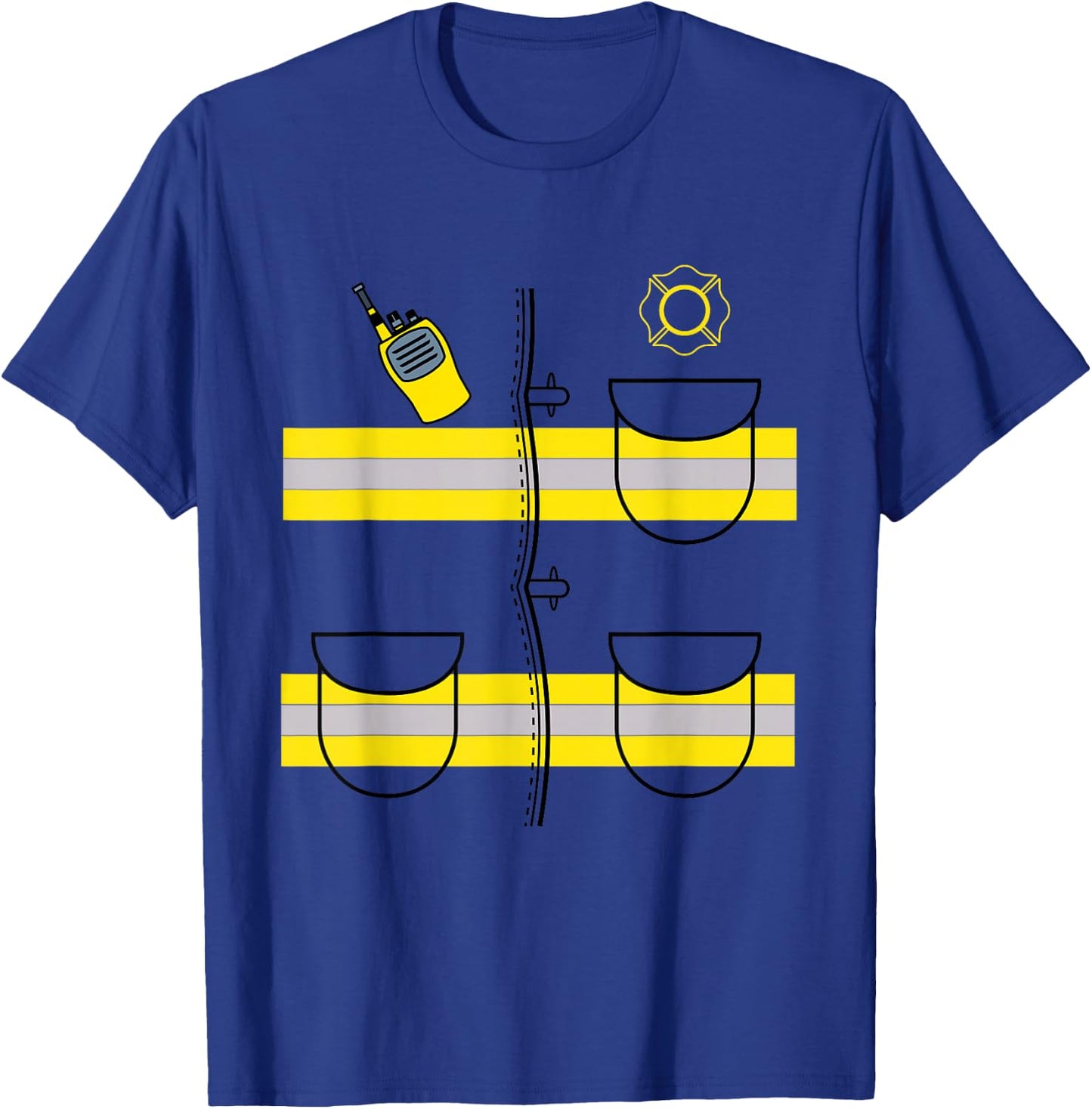 Firefighter Costume DIY Halloween Costume Easy Uniform T-Shirt - T-Shirt | Royal