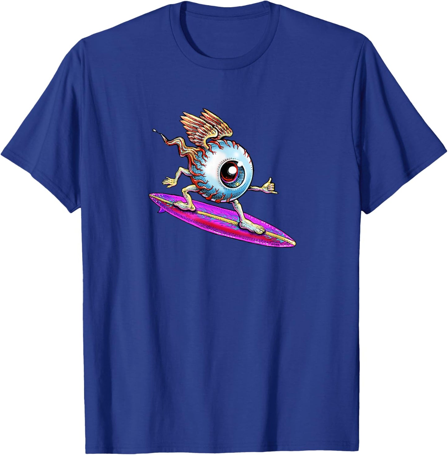 Surfing Eyeball - by Emek Artman T-Shirt - T-Shirt | Royal