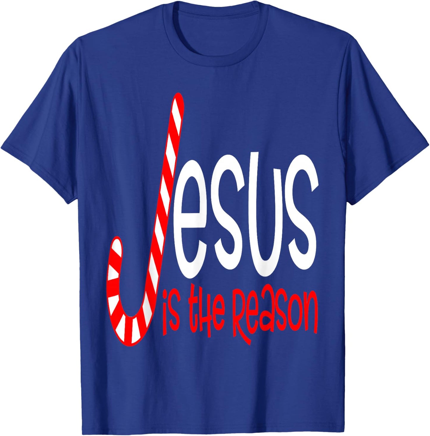 Jesus is The Reason Christian Religious Christmas Candy Cane T-Shirt - T-Shirt | Royal