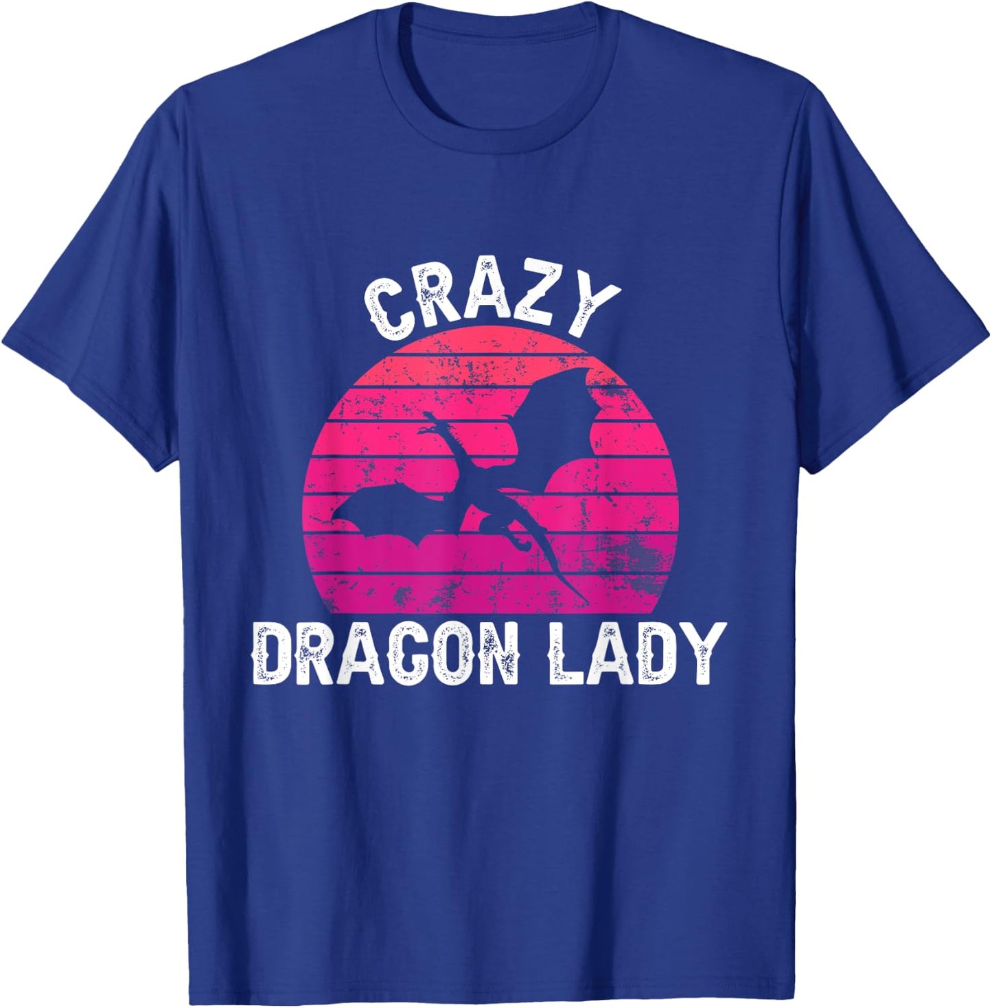 Crazy Dragon Lady - Retro Dragon Woman T-Shirt - T-Shirt | Royal
