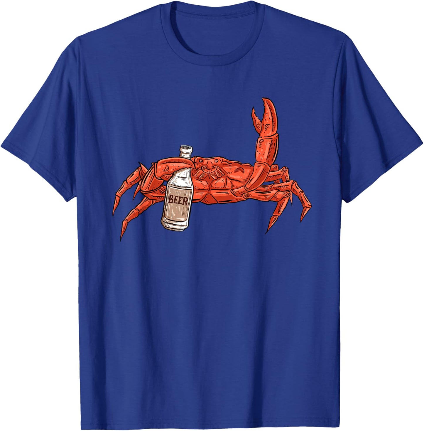 Crab Drinking Beer - Beach Crustacean Crabber Crabbing Lover T-Shirt - T-Shirt | Royal