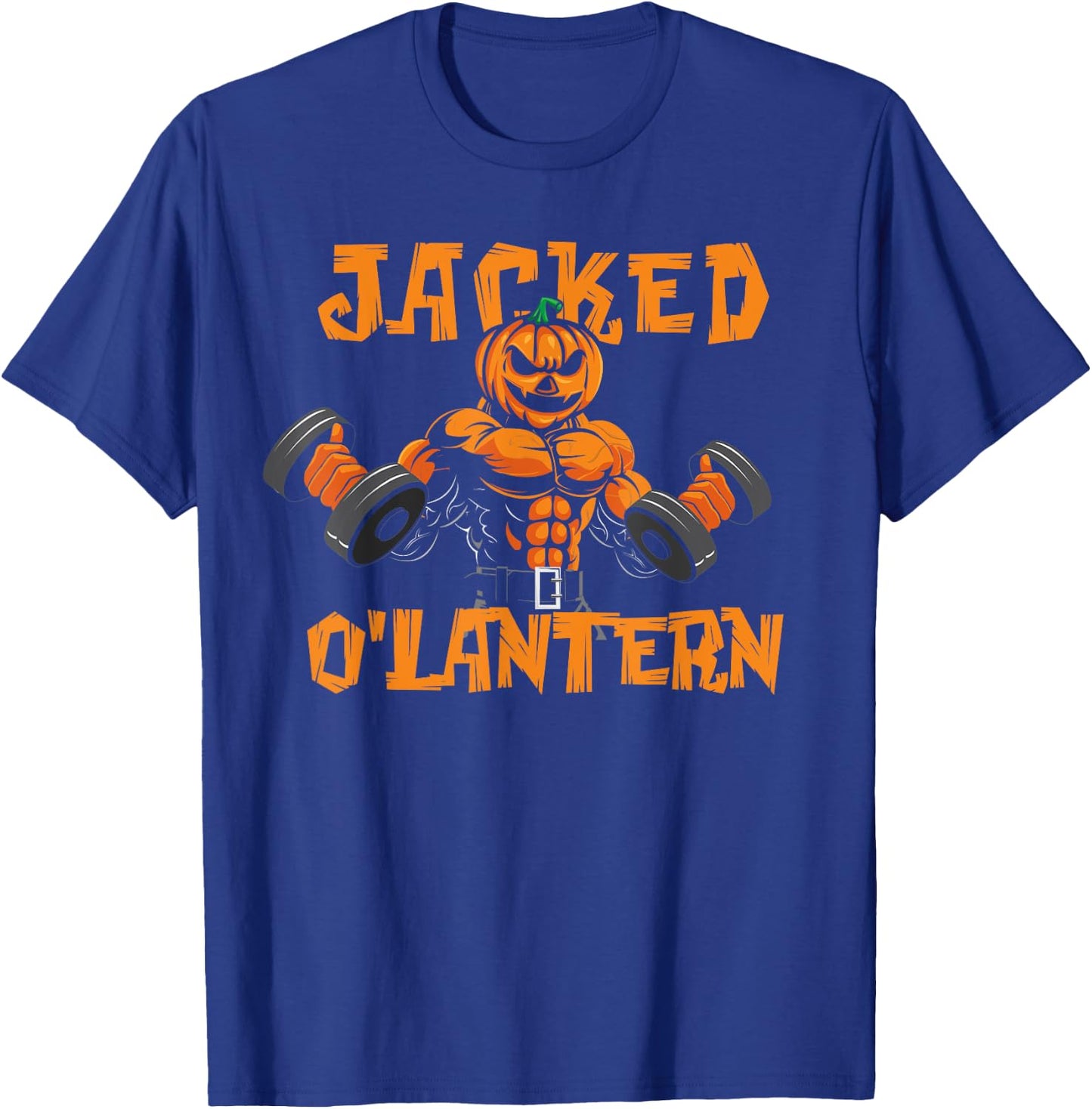 Jacked O'Lantern Halloween Gym Workout Lifting Pumpkin Funny T-Shirt - T-Shirt | Royal