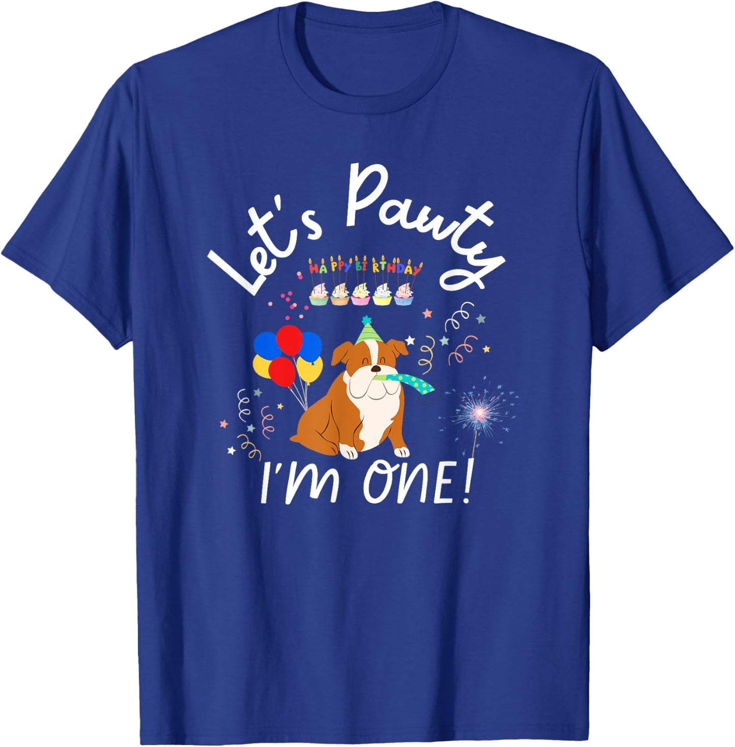 Dog's first Birthday English Bulldog Dogs Party Outfit T-Shirt - T-Shirt | Royal