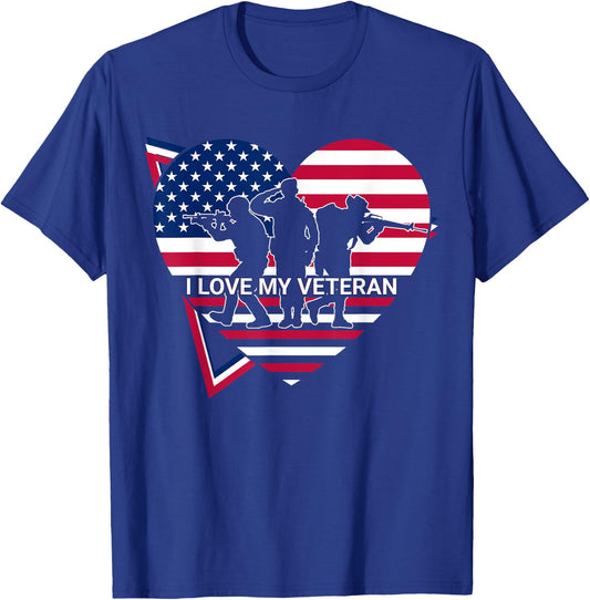 I Love My Veteran US Army Patriotic T-Shirt - T-Shirt | Royal