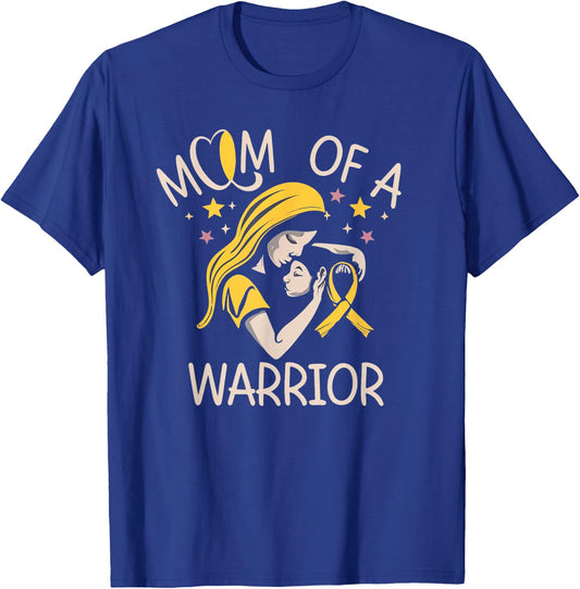 Childhood Cancer Awareness - Mom of a Warrior T-Shirt - T-Shirt | Royal