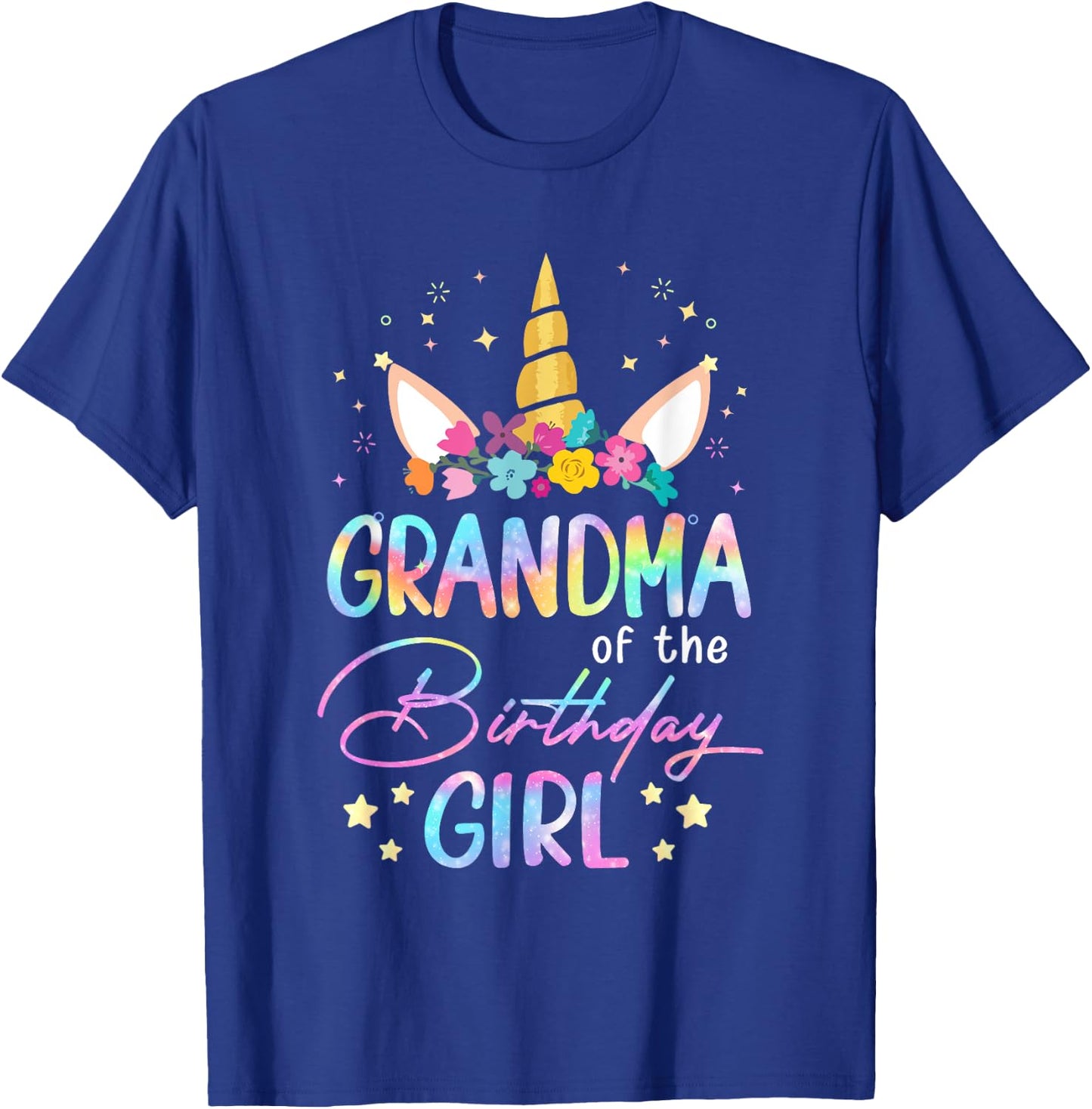 Unicorn Grandma Of The Birthday Girl Unicorn Flower Birthday T-Shirt - T-Shirt | Royal