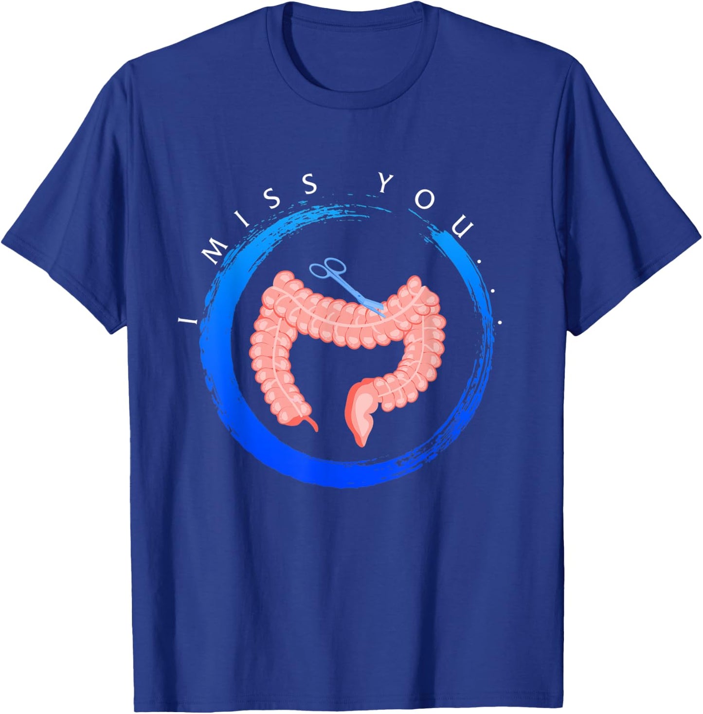 Colon Cancer Awareness I Miss You Blue Ribbon Gift Colon T-Shirt - T-Shirt | Royal