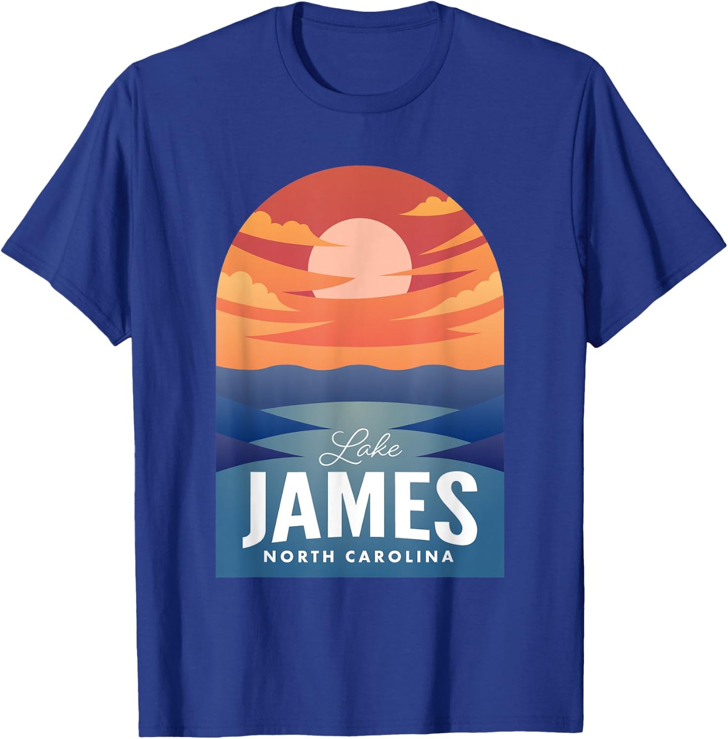 James Lake NC Retro Sunset T-Shirt - T-Shirt | Royal