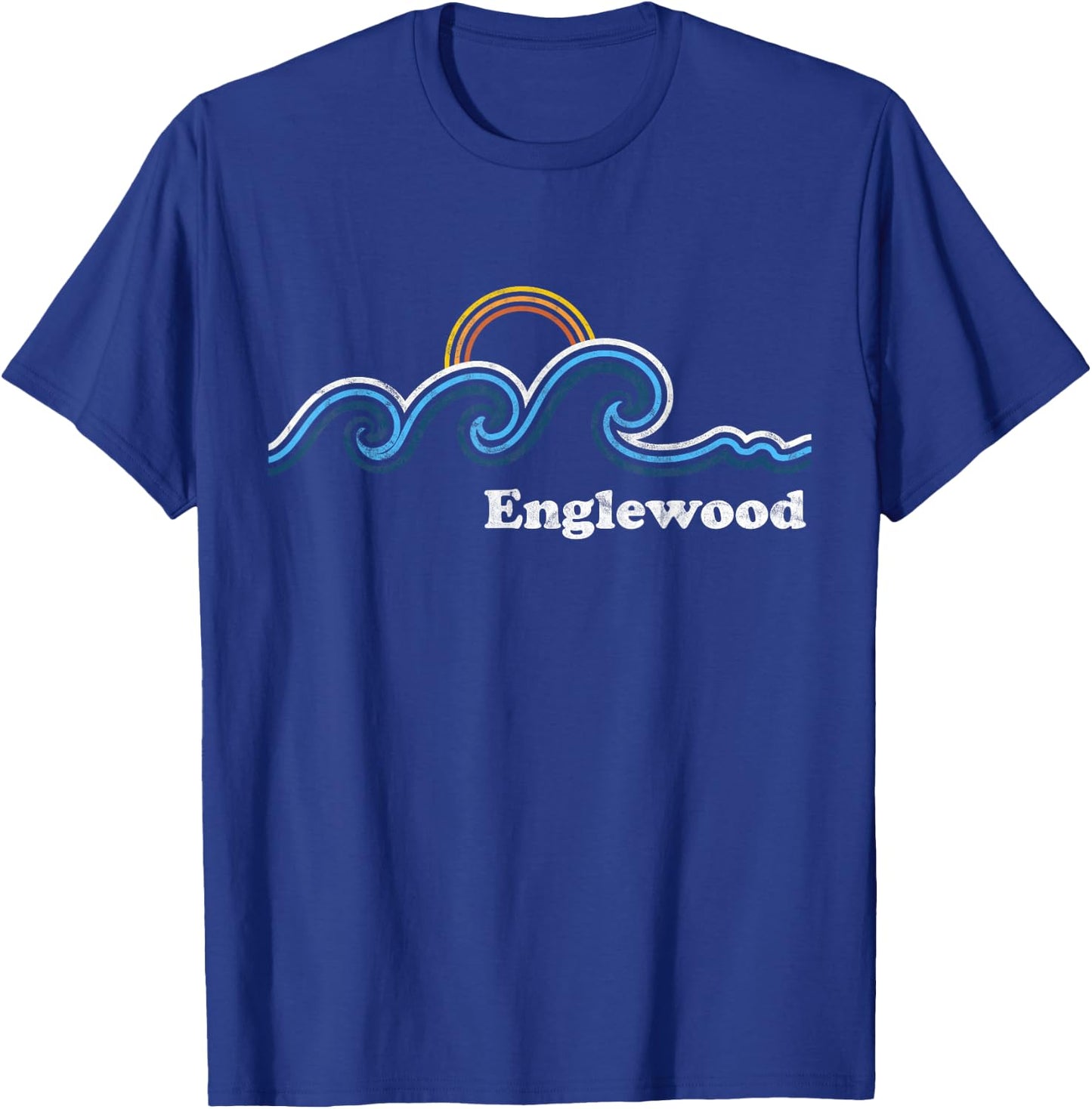 Retro Englewood Florida FL Vintage Beach Surf T-Shirt - T-Shirt | Royal