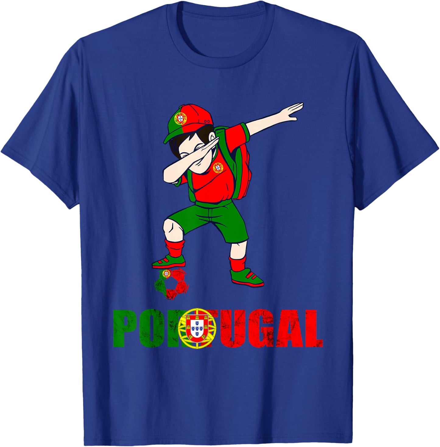 Portugal Flag Dabbing Boy Portugal Soccer Portuguese Pride T-Shirt - T-Shirt | Royal