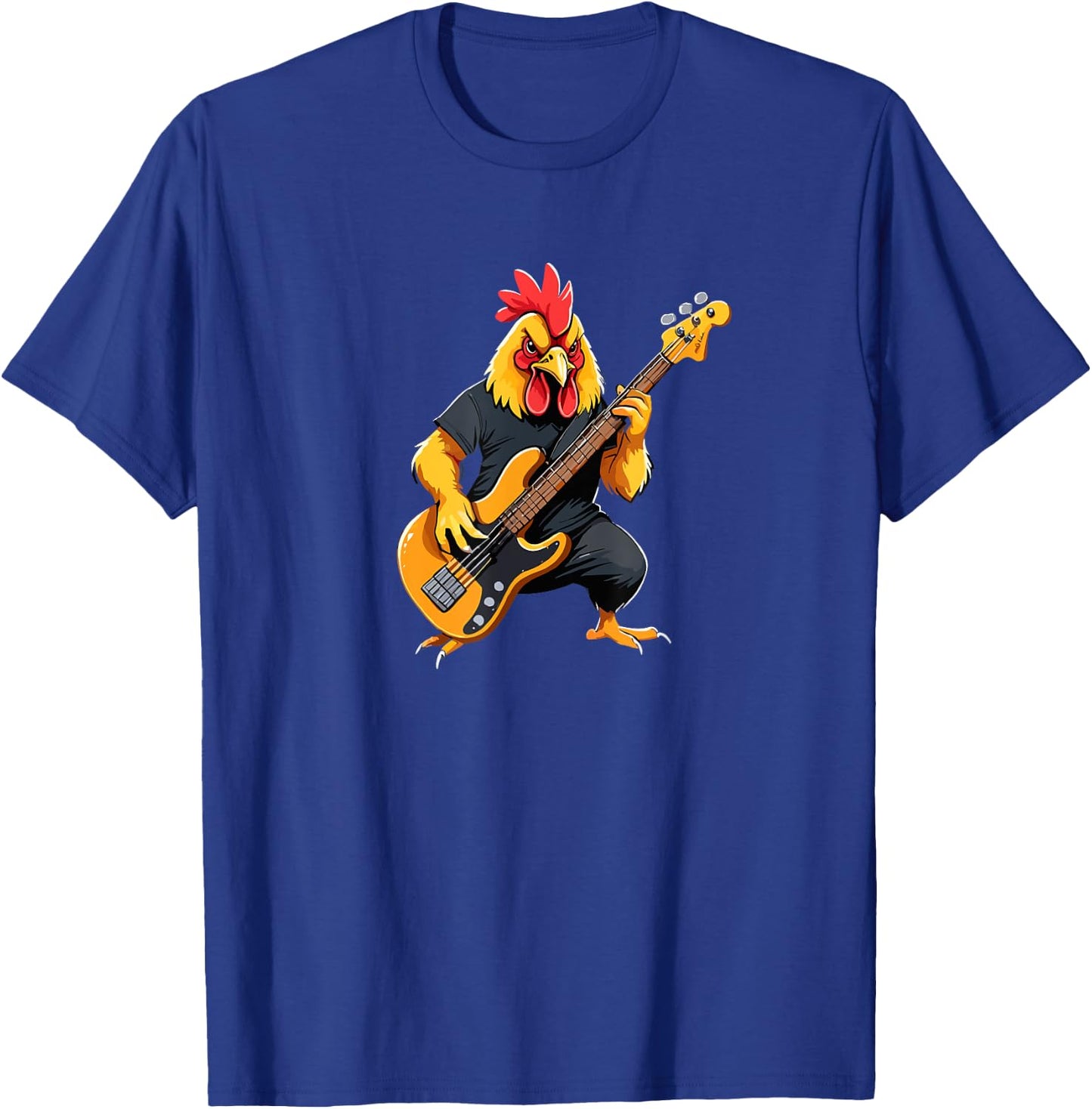 Chicken playing Bass Guitar, Chicken Guitarist T-Shirt - T-Shirt | Royal
