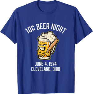 10 Cents Beer Night June 4, 1974 Cleveland Ohio Fan Brawl T-Shirt - T-Shirt | Royal