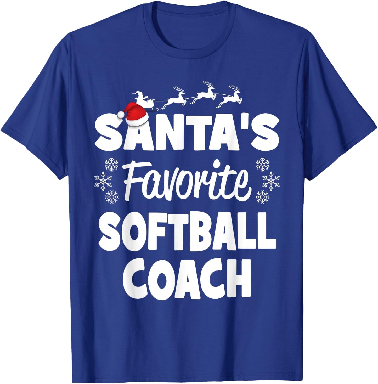 Santa's Favorite Softball Coach Funny Christmas Matching T-Shirt - T-Shirt | Royal