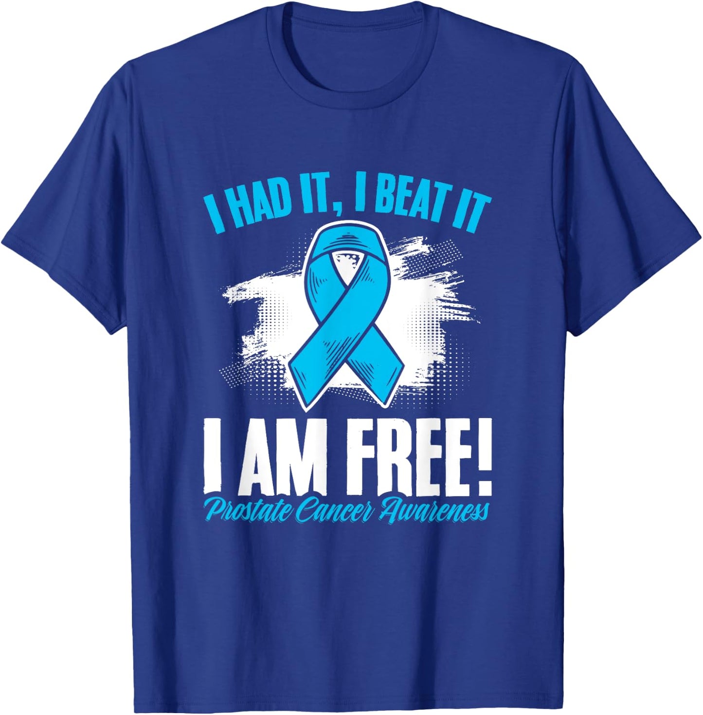 Beat I'm Free Light Blue Ribbon Prostate Cancer Awareness T-Shirt - T-Shirt | Royal