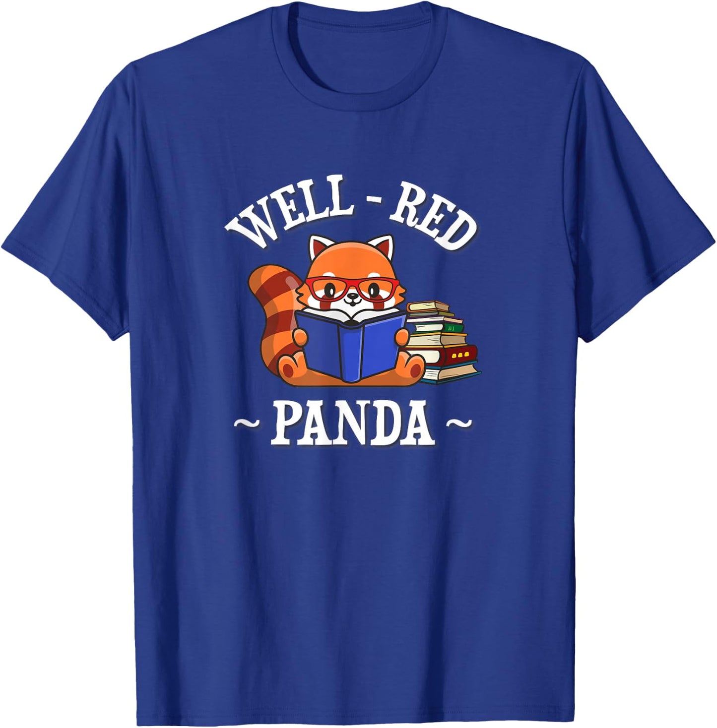 Cute Kawaii Cartoon Kids Reading Books Well Red Panda Lover T-Shirt - T-Shirt | Royal