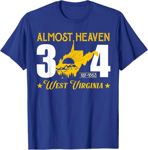 Almost Heaven 304 West Virginia Map T-Shirt - T-Shirt | Royal