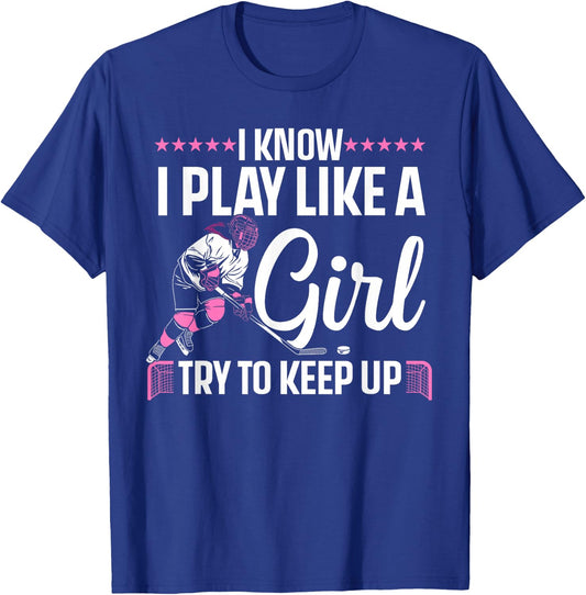 Cool Ice Hockey Girls Hockey Lover Team Skating T-Shirt - T-Shirt | Royal