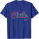 Script Philly Logo Philadelphia PA Blue Red & White Logo T-Shirt - T-Shirt | Royal