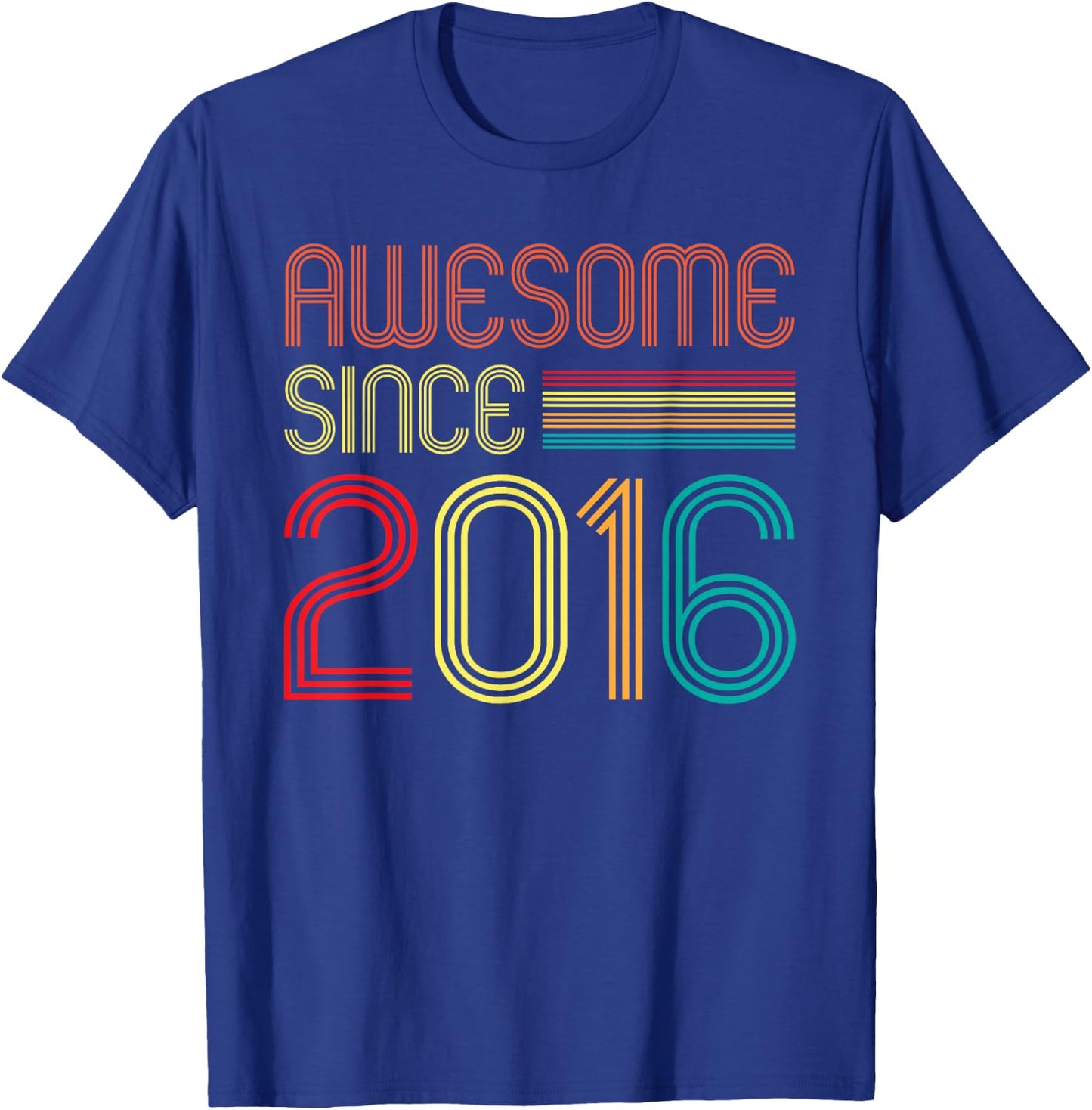 Awesome Since 2016 9 Years Old Retro Vintage 9th Birthday T-Shirt - T-Shirt | Royal
