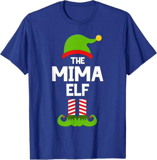 Family Mima Elf Christmas Matching Pajama Funny T-Shirt - T-Shirt | Royal