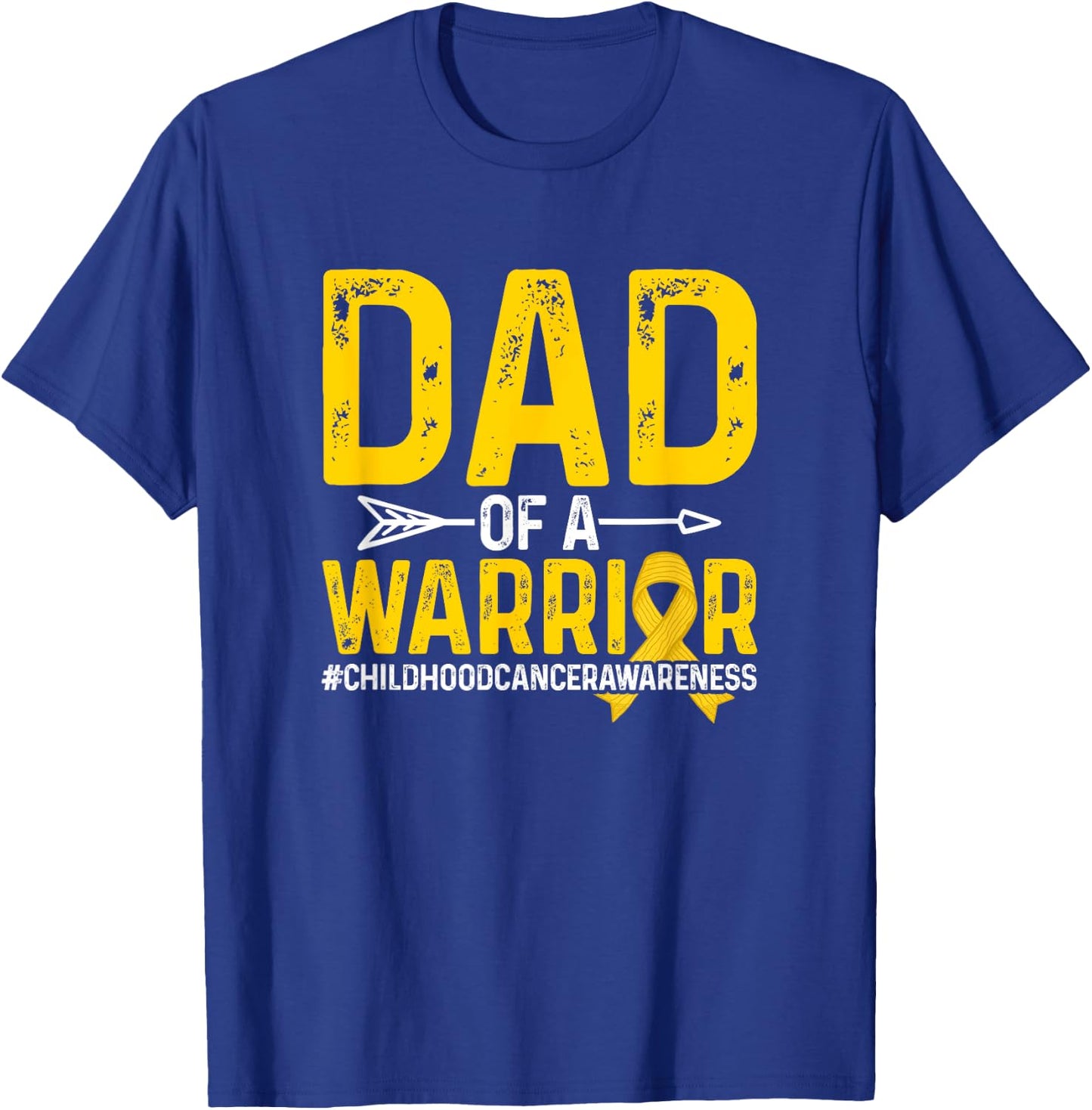 Dad Of A Childhood Cancer Warrior Childhood Cancer Awareness T-Shirt - T-Shirt | Royal