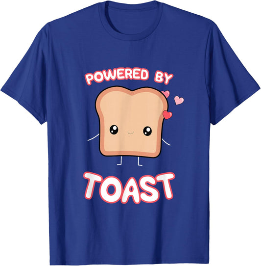 Powered by Toast, Cute Funny Kawaii Toast Lover's Graphic T-Shirt - T-Shirt | Royal