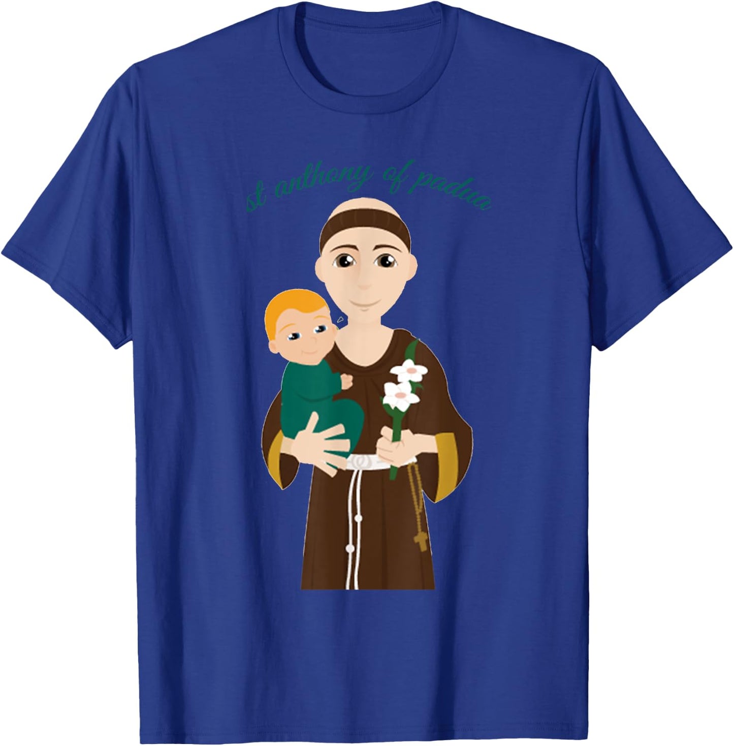 St Anthony of Padua Vintage Catholic Saint Infant Jesus T-Shirt - T-Shirt | Royal