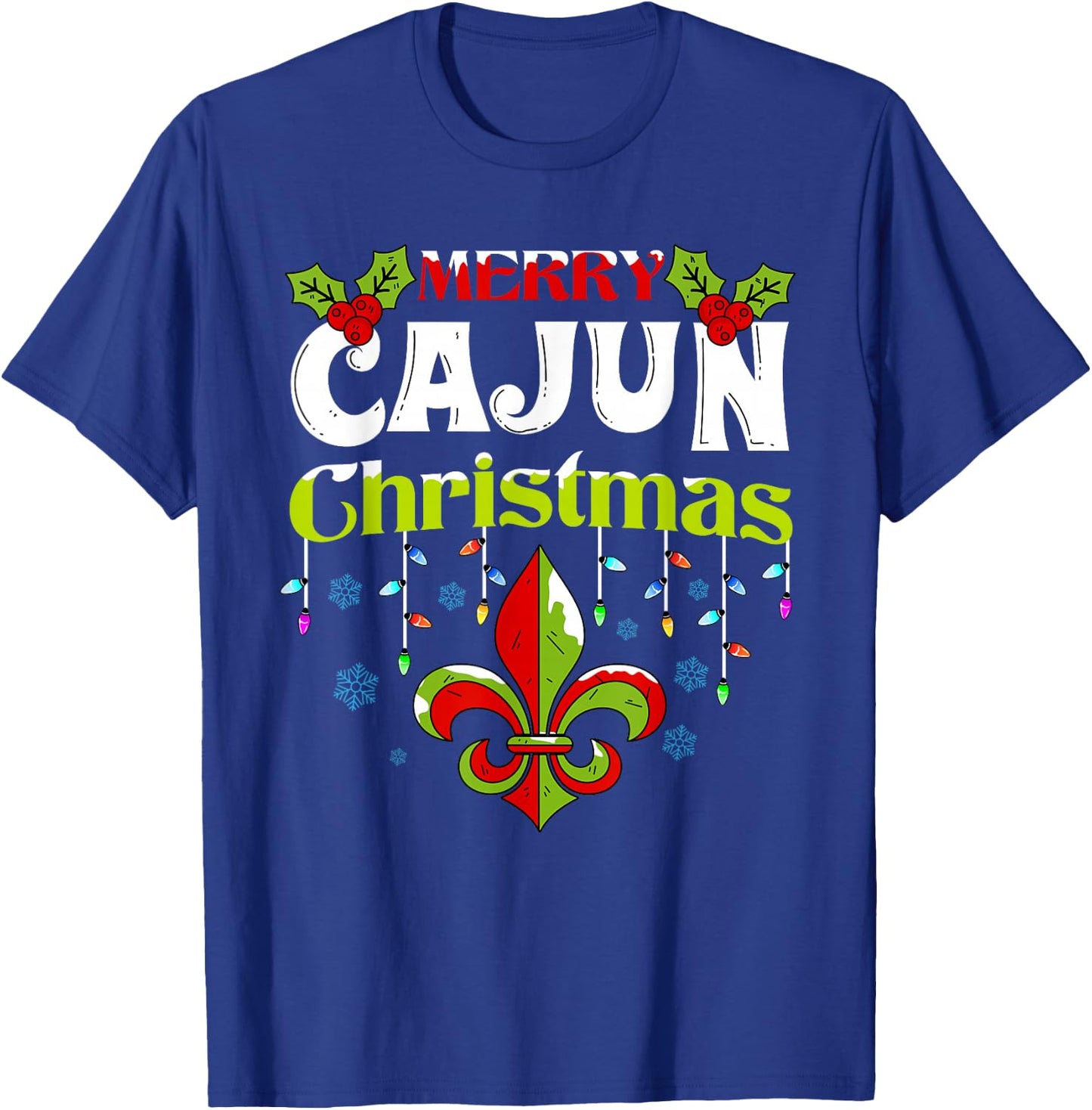 Merry Cajun Christmas-New Orleans Louisiana Bayou Xmas T-Shirt - T-Shirt | Royal