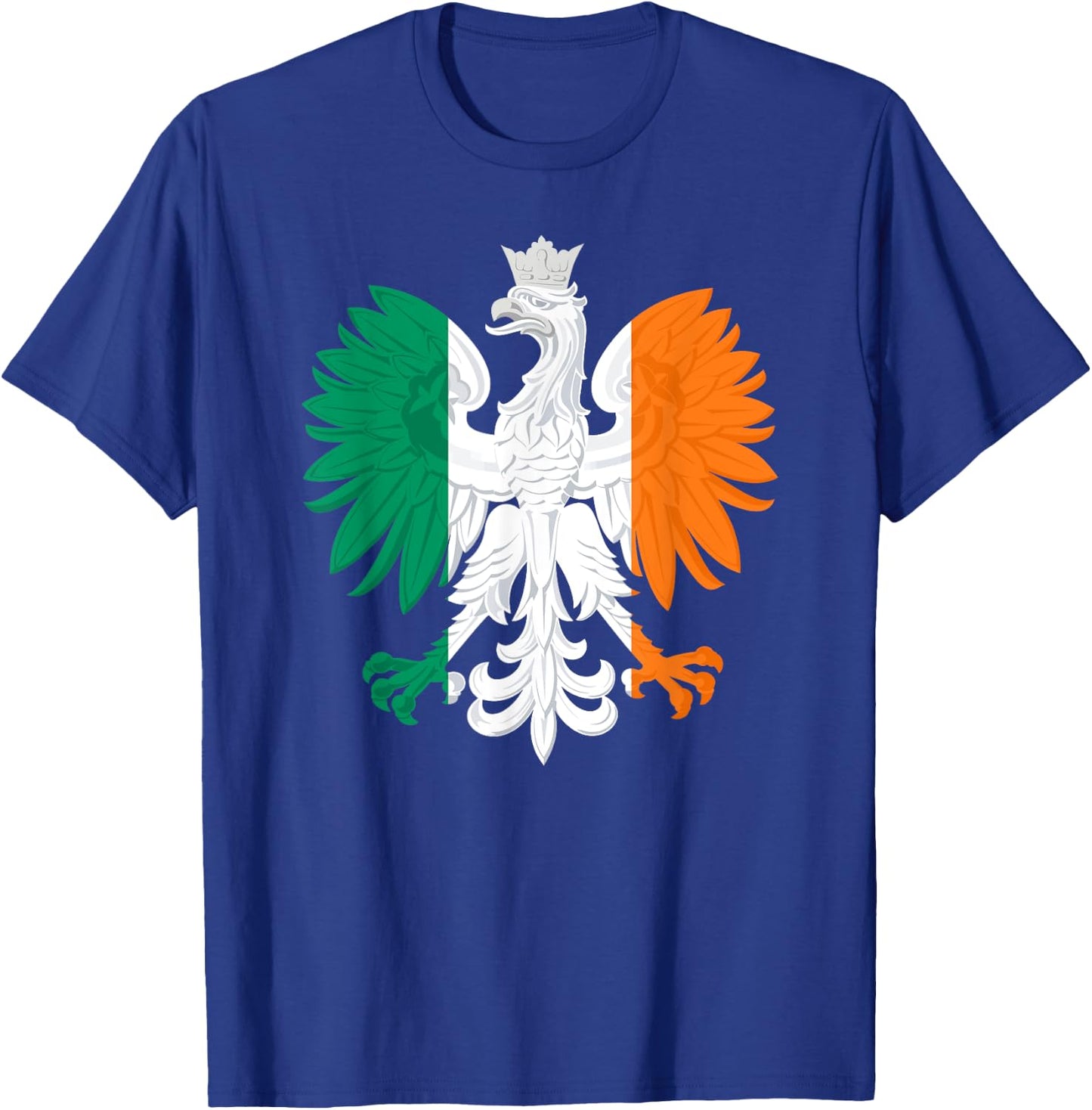 Irish Polish Flag Eagle Ireland Poland Polska Heritage T-Shirt - T-Shirt | Royal