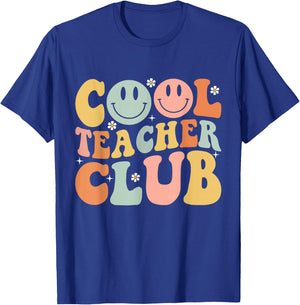 Groovy Retro Cool Teacher Club Shirt Funny Smile Happy Face T-Shirt - T-Shirt | Royal