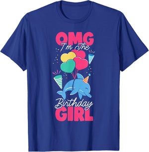 Dolphin Birthday Omg I'm The Birthday Girl T-Shirt - T-Shirt | Royal