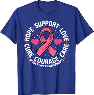 Breast Cancer Support Pink Ribbon Breast Cancer Awareness T-Shirt - T-Shirt | Royal