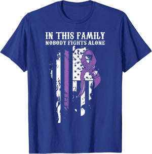 Nobody Alone- Vulvar Cancer Awareness Supporter Ribbon T-Shirt - T-Shirt | Royal
