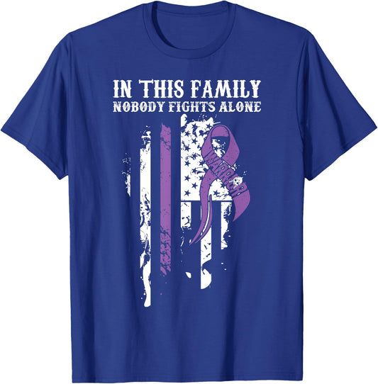 Nobody Alone- Vulvar Cancer Awareness Supporter Ribbon T-Shirt - T-Shirt | Royal