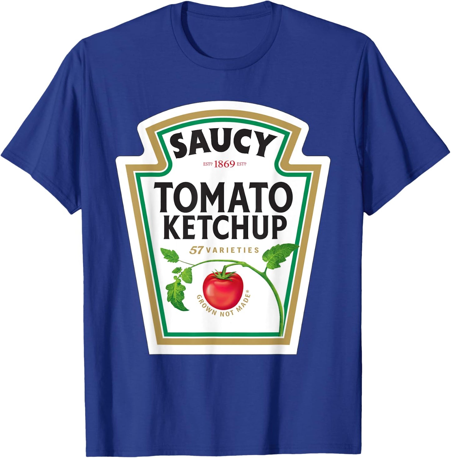 Halloween Matching Costume Saucy Tomato Ketchup Bottle Label T-Shirt - T-Shirt | Royal