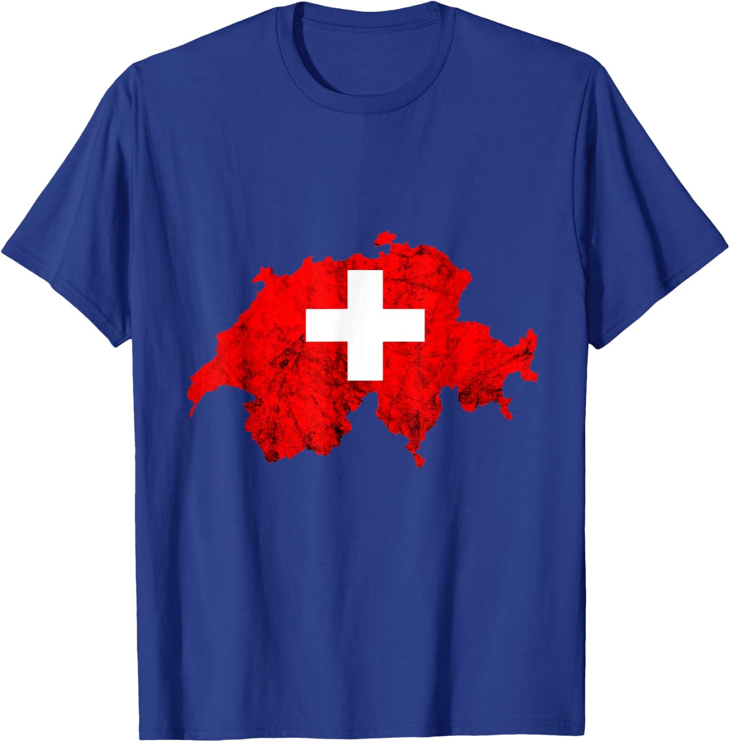 Switzerland Vintage Swiss Flag Map Swiss Pride Schweiz T-Shirt - T-Shirt | Royal