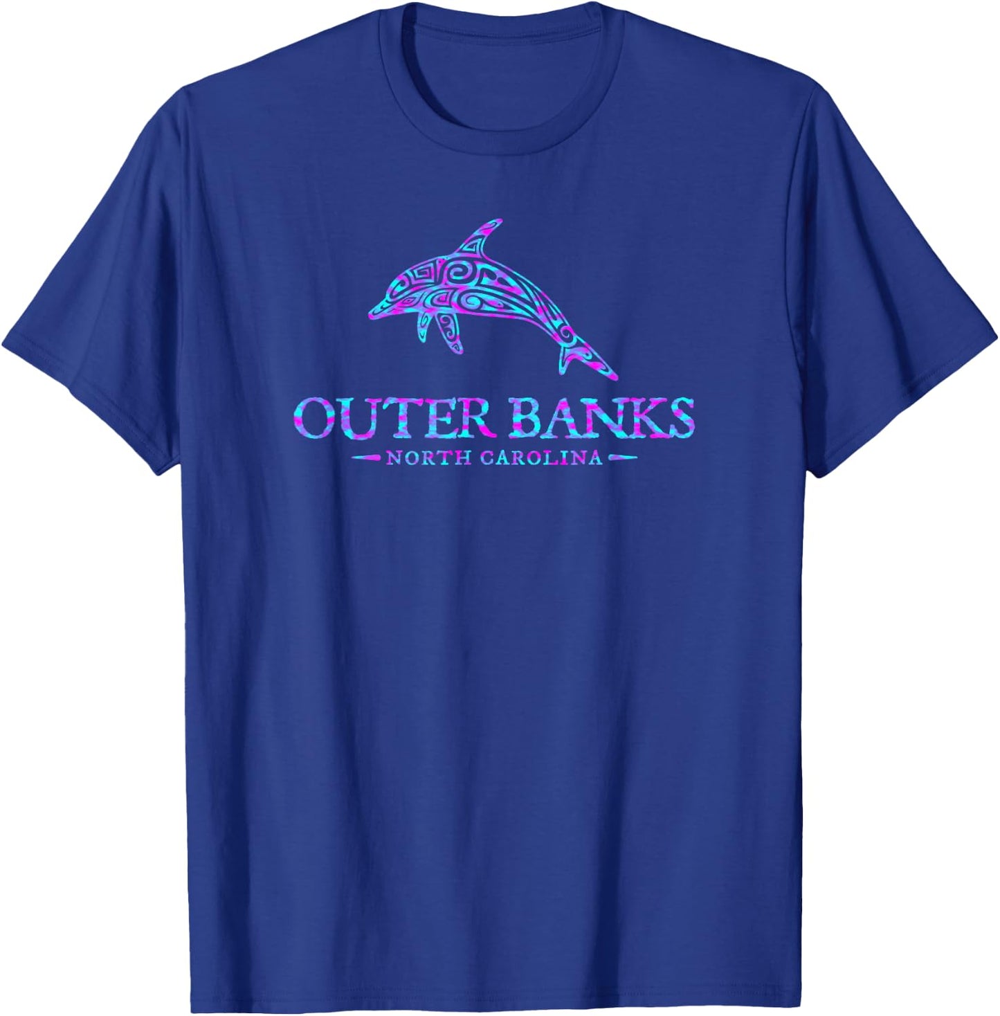 Outer Banks NC OBX Dolphin Retro Preppy Throwback T-Shirt - T-Shirt | Royal