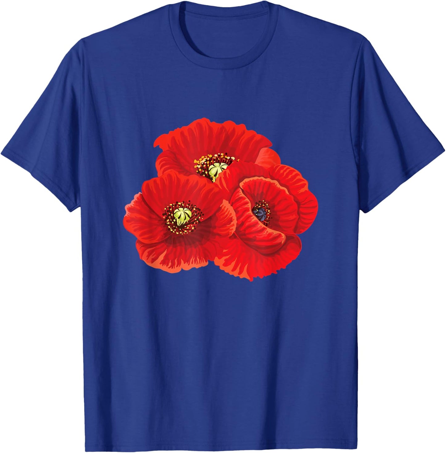 Poppy Flower Flowers Flora Nature Blossom Poppies Floral T-Shirt - T-Shirt | Royal