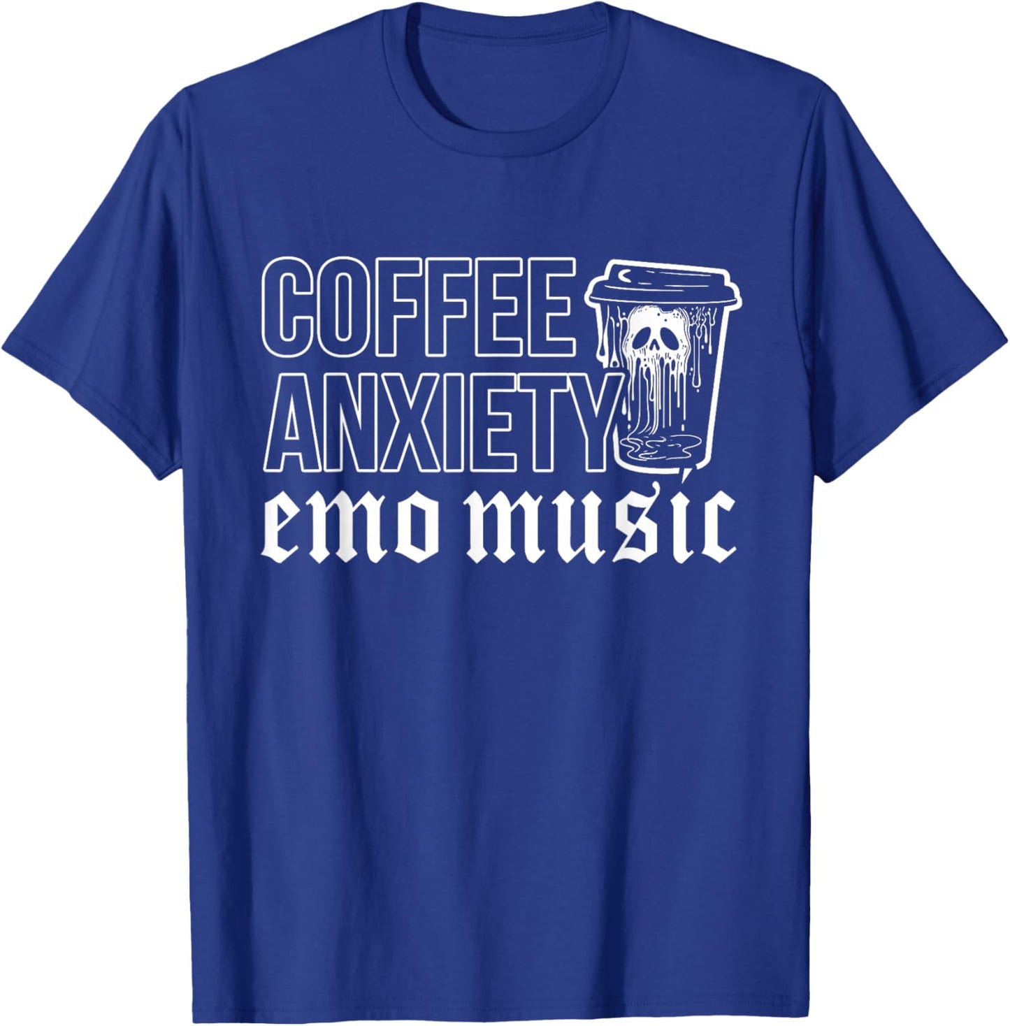 Emo Rock Coffee Anxiety Emo Music y2k 2000s Emo Ska Pop Punk T-Shirt - T-Shirt | Royal