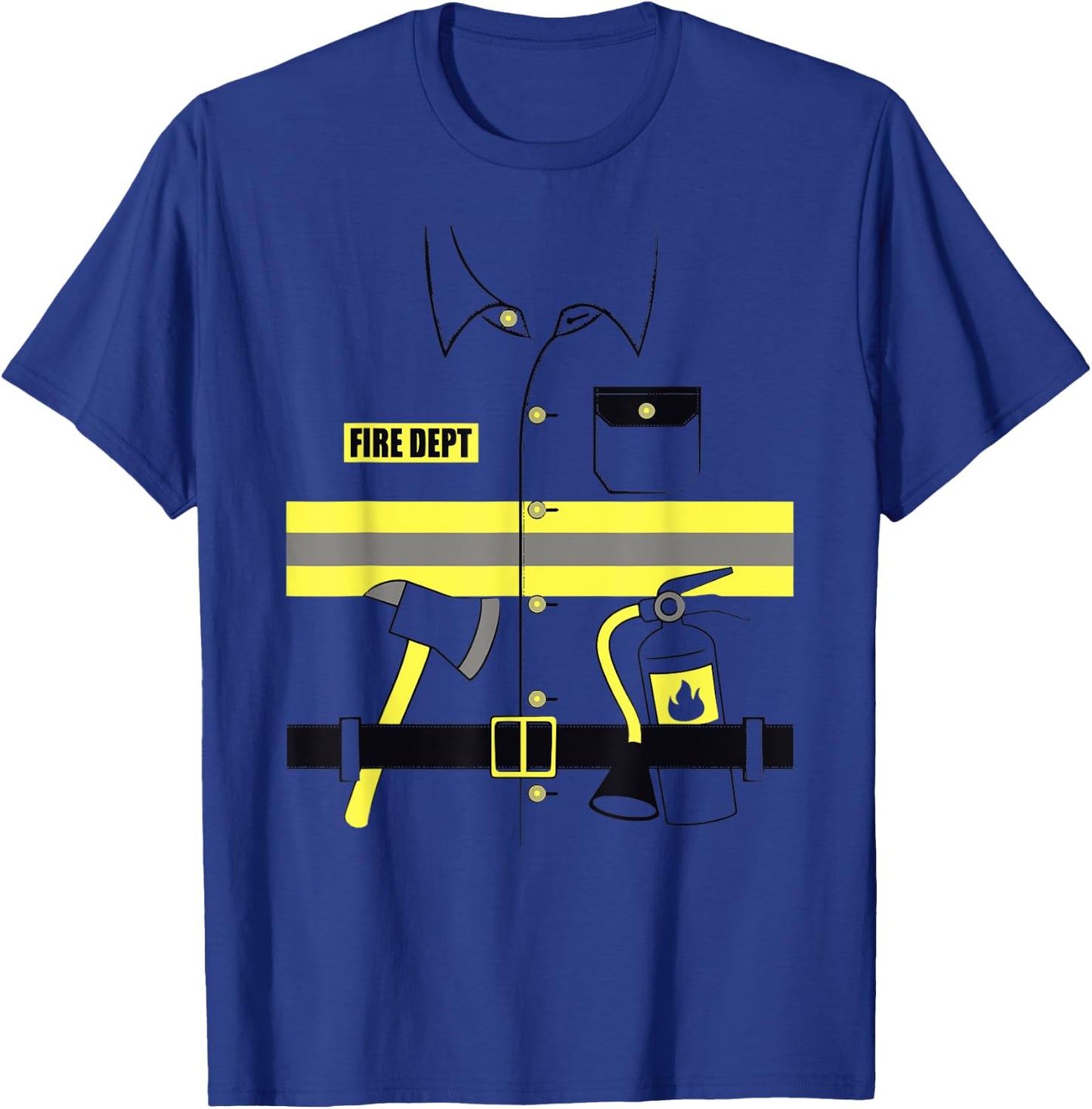 Firefighter Costume DIY Halloween Easy Costume Adults & Kids T-Shirt - T-Shirt | Royal