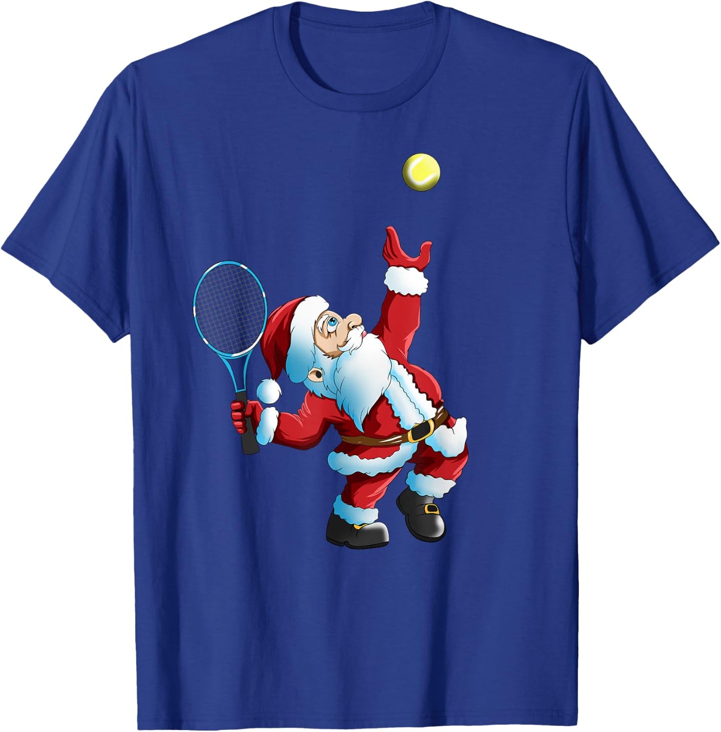 Christmas Santa Claus Tennis Game Tennis Racket T-Shirt - T-Shirt | Royal