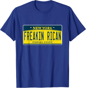 Boricua Freakin Puerto Rican NY New York License Plate T-Shirt - T-Shirt | Royal