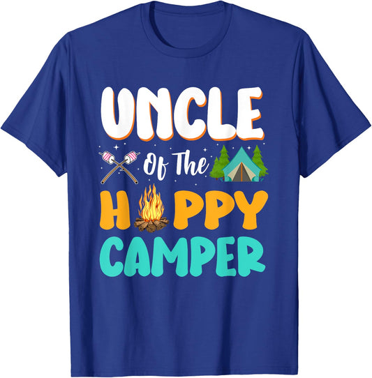 Uncle Of The Happy Camper Family Camping Birthday Trip T-Shirt - T-Shirt | Royal